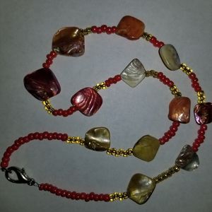 Necklace Shell Beaded 20 Pink Ivory Beach Nautical